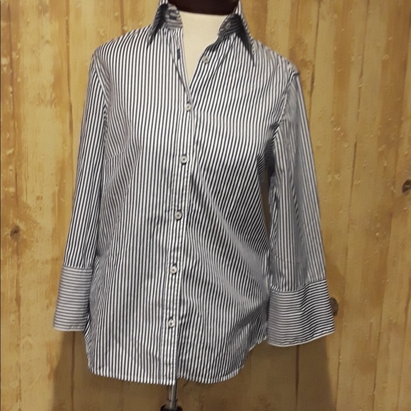 J.McLaughlin striped shirt white & blue - Picture 5 of 9